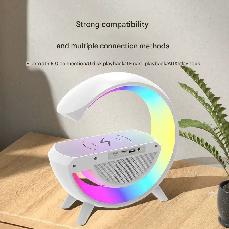 Hot Sale! G2301 Bluetooth Speaker with BT-3401 Wireless Charger, RGB Mood Light & Digital Clock | Universal for Car, Desk,  Fast Charging