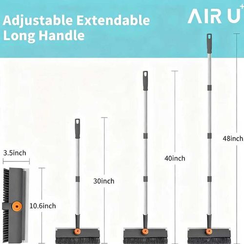 Floor Scrub Brush with Long Handle, cleaning brush,3 in 1 Scrape and Heavy-Duty Stiff Bristle Scrubber Brush for Cleaning Shower Bathroom, Patio, Garage, Kitchen, Wall and Deck,Christmas Gifts