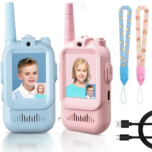 Video call intercom christmas gift Handheld 2 Pack RechargeableVideo Intercom Kids Walkies Talkies, IndoorOutdoor Toys for Family Games, Outside, Camping