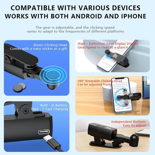 Rechargeable version Automatic Clicker - Auto Clicker Speed Tool – Fast Screen Tap Simulator for Smartphones and Controllers | Smart Trigger for Shopping, Rewards, Live Broadcast Likes and Tasks Portable Selfie