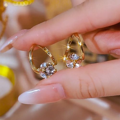 Fully encrusted diamond ear cuffs with a unique and minimalist design, versatile and stylish earrings for women.