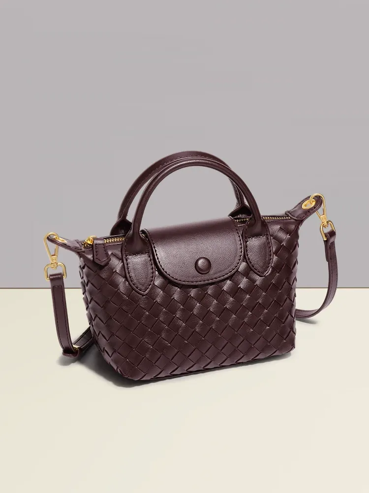 Hand-woven single-shoulder dumpling bag, stylish bucket bag, new and simple women's crossbody bag