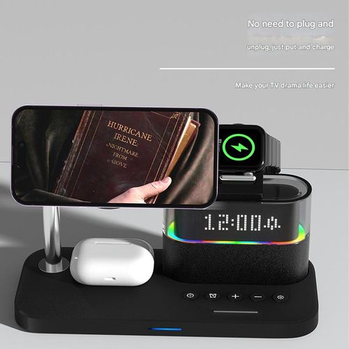 Magnetic 3-in-1 Wireless Charger. Stop the cable chaos! This desktop charging station does it all!