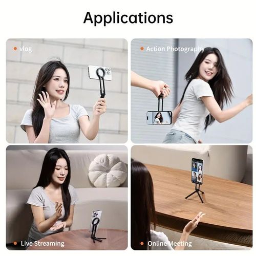 Magnetic rotating carabiner bracket Magsafe mobile phone tripod Portable desktop live photography bracket 360° adjustable non-slip shooting artifact