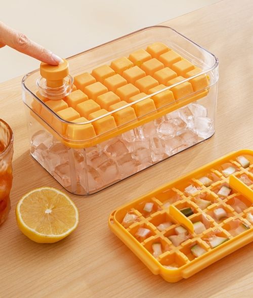 One-button demoulding ice tray ice storage box single double layer press ice box single square ice cube mold home storage box