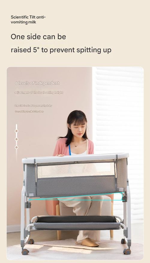Baby bed splicing bed multifunctional baby bed foldable movable height adjustable cradle bed newborn portable