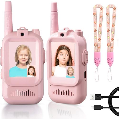 Video call intercom christmas gift Handheld 2 Pack RechargeableVideo Intercom Kids Walkies Talkies, IndoorOutdoor Toys for Family Games, Outside, Camping