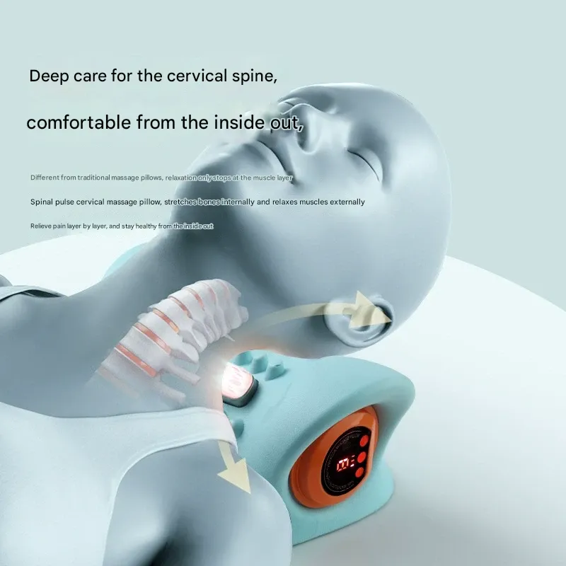 It's really relaxing to have a massage every day. shoulder and neck massager massage pillow portable home electric kneading neck EMS hot compress pulse