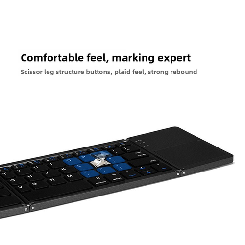 Mini Tri-Fold Bluetooth Keyboard - Ultra-Thin & Portable, Wireless Touch Keyboard Compatible with iPhone Android PC Tablet, Silent Scissor Keys for Office Travel