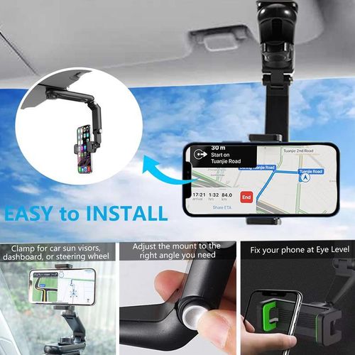 New 1080° Multi-function Sun Visor Universal 360 Degree Rotating Phone Holder exavon Suitable for Any Scene Car Holder - Rotatable and Retractable