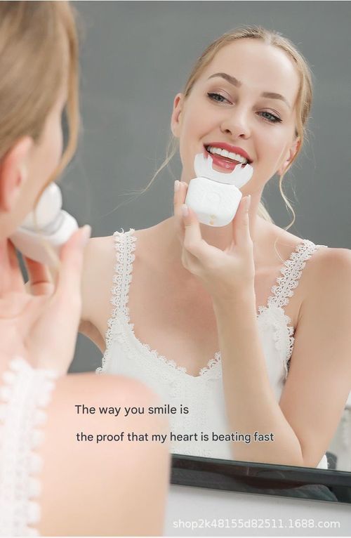Hands-free brushing is now here! Brush in 10 seconds with 0 hassle. Fully automatic adult U-shaped electric toothbrush ultrasonic teeth whitening device whitening water-imitation silicone braces mouth whitening device