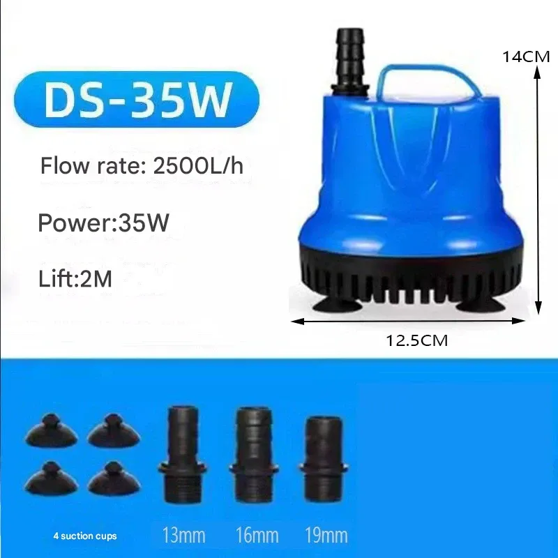 Silent submersible pump for aquariums, 3-in-1 submersible vacuum pump, fish aerator, aquarium filtration and circulation system