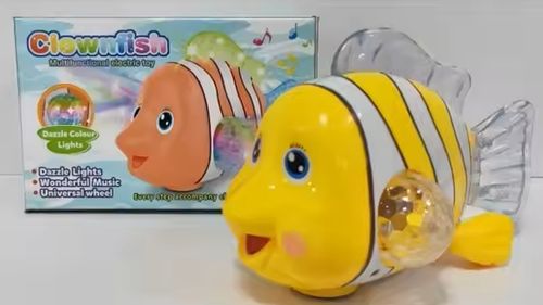 Electric cartoon fish toy universal light music swing simulation small animal children's toys baby early education soothing toys swimming music fish