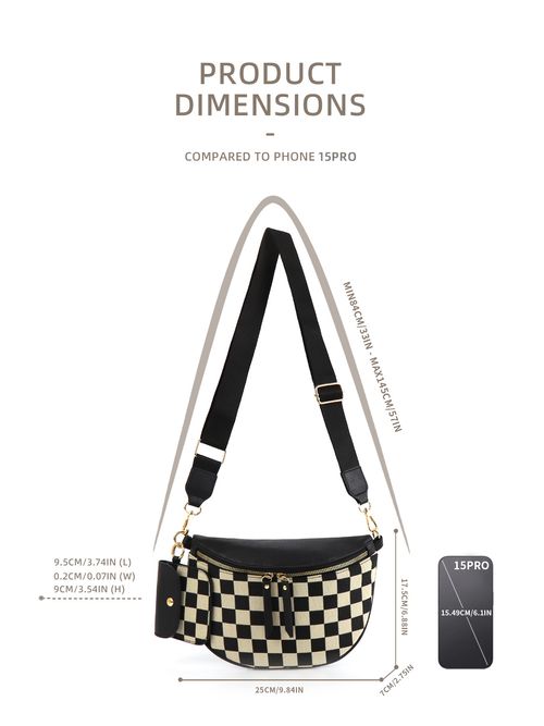 Spot 2025 checkerboard plaid classic chest bag with earphone bag waist bag shoulder messenger bag trendy all-match women