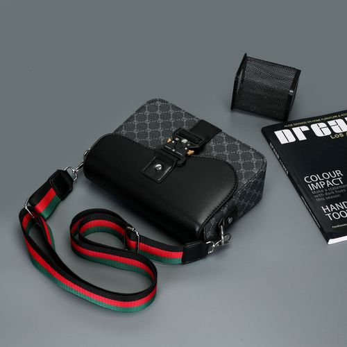 New unisex crossbody bag, saddle bag style with leather flap closure.