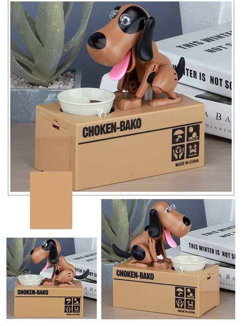 Creative electric cartoon money-eating dog piggy bank lucky dog piggy bank, Drop in a coin and he gobbles it up—savings has never been so fun!
