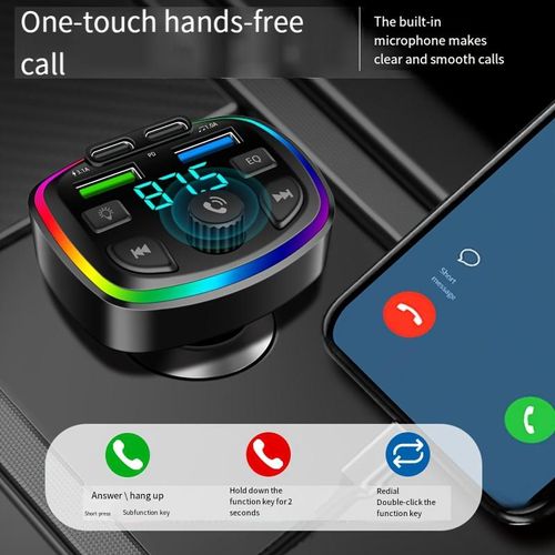 Nuokaiqi Car MP3 Player with Type C USB C Fast Charging Dual USB Ports Hands-Free Kit Wireless FM Transmitter FM Modulator Car Plug ≤ 36V No Battery Wireless Properties Gift for Father or Friends