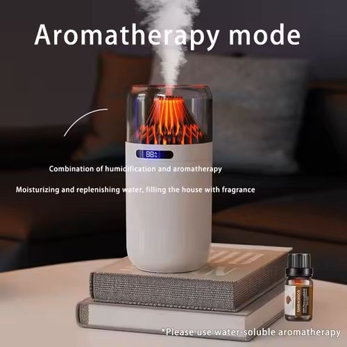 2025 Innovative Mini LED Flame Fragrance Diffuser 360ML Ultrasonic Humidifier Night Light Simulated Volcano Aromatherapy