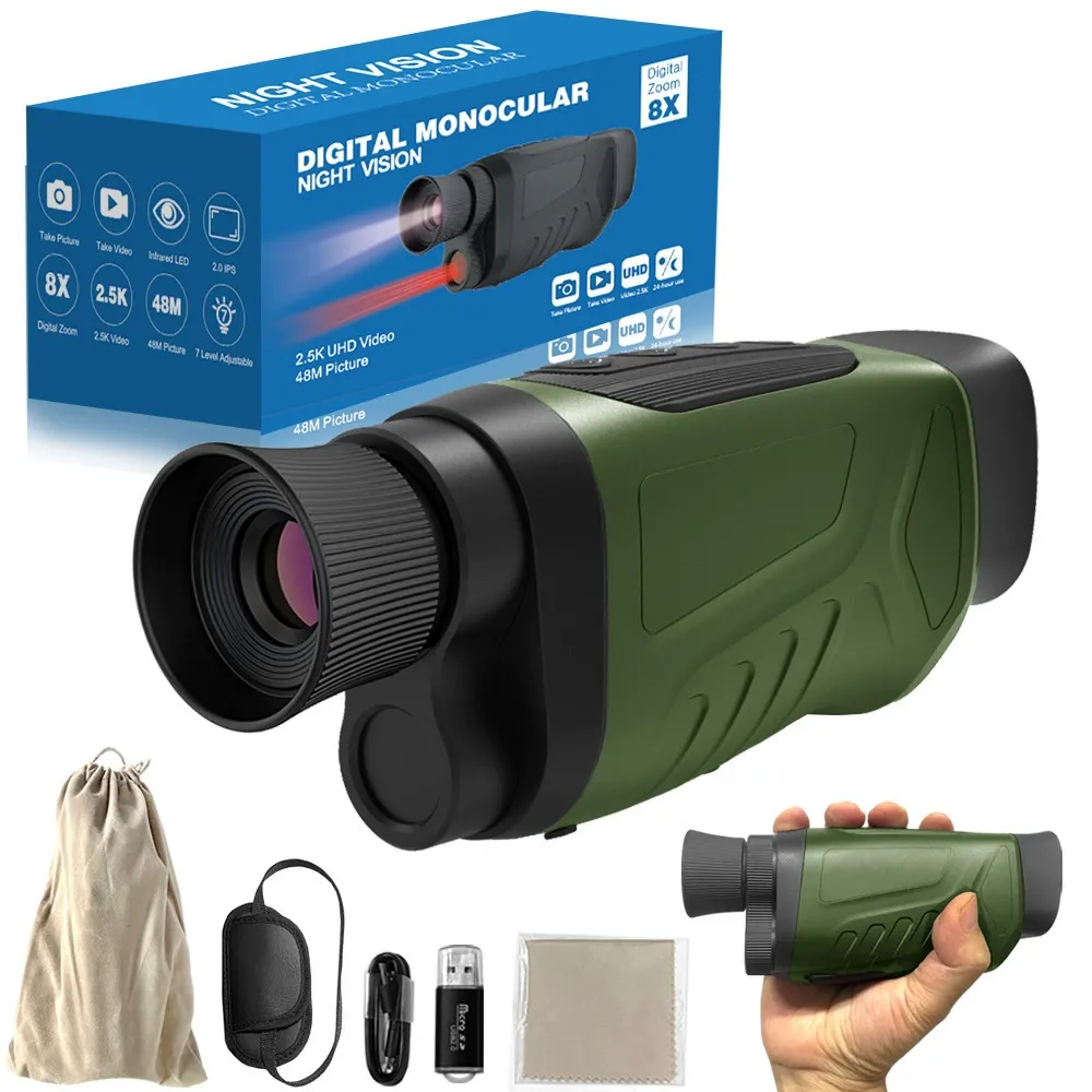 High-resolution monoculars with video and photography capabilities, birdwatching scope with high digital magnification, DT19 infrared night vision device.