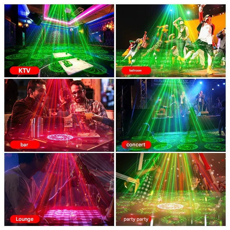 New LED cylindrical laser light for parties, stages, and atmosphere remote control, car charger, flashlight, voice-activated mini laser light.