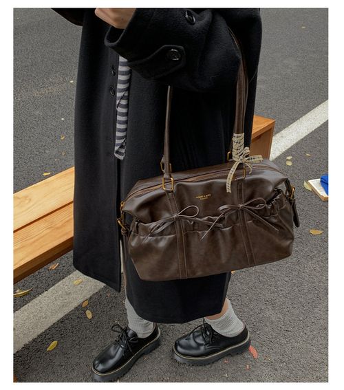 Retro pleated underarm bag, large capacity shoulder tote bag for women