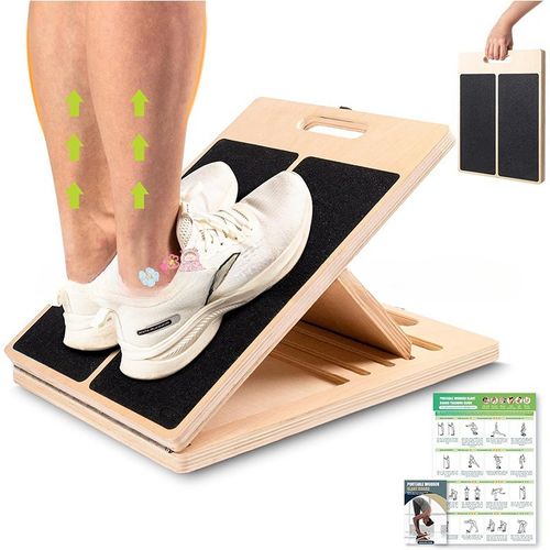 Wooden fitness board multi-position adjustable stretching board exercise standing stretching bench calf tilt board