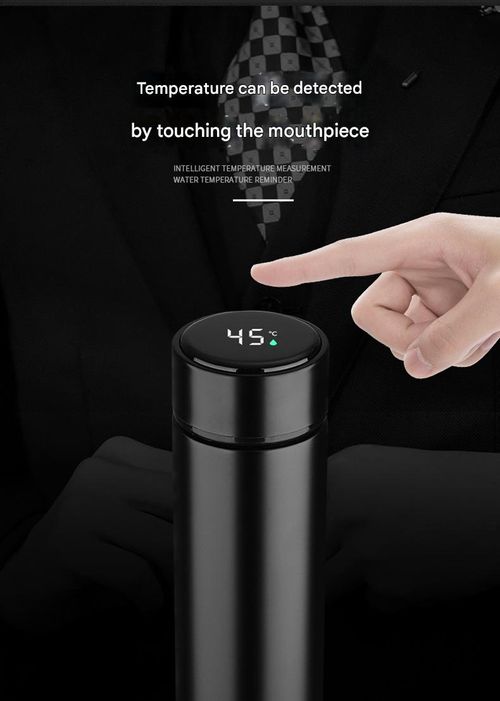 Smart temperature display 304 stainless steel business gift straight cup digital display temperature measurement water cup engraved temperature display smart insulation cup