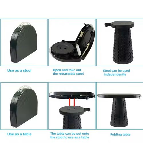 Portable Outdoor Adjustable Telescopic Stool Trendy Collapsible Fishing & Camping Stool Lightweight Travel-Ready Design with Height-Adjustable Function