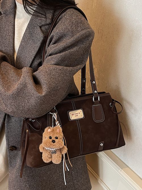 Suede Retro Tote Bag for Women, Shoulder Bag, Large Capacity, Suitable for Commuting and Everyday Use.