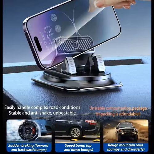 360 Degree Rotating Dashboard Navigation Mount Universal Car Phone Holder Premium Anti-slip Mat Universal Fixed Car Holder