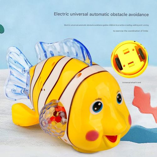 Electric cartoon fish toy universal light music swing simulation small animal children's toys baby early education soothing toys swimming music fish