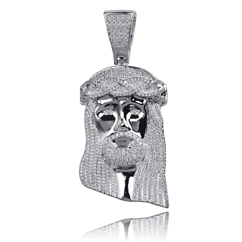 Men's vintage portrait pendant with micro-set cubic zirconia, a large and exaggerated hip-hop style accessory.