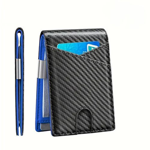 Men's card holder, carbon fiber texture, multi-functional card case, made of ultra-fine fiber, wear-resistant and anti-theft.