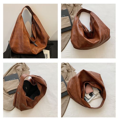 Women's soft leather handbags, Instagram-worthy, large-capacity dumpling bag, travel crossbody bag, tote bag, trendy Instagram style.