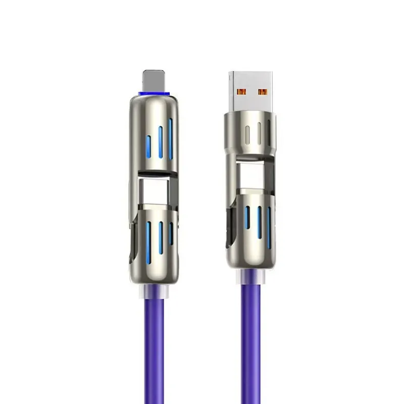 Multifunctional 4-in-1 fast charging PD cable USB mobile phone data cable Type-C charging cable liquid silicone super fast charging