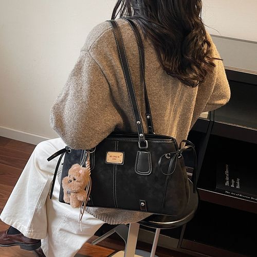 Suede Retro Tote Bag for Women, Shoulder Bag, Large Capacity, Suitable for Commuting and Everyday Use.
