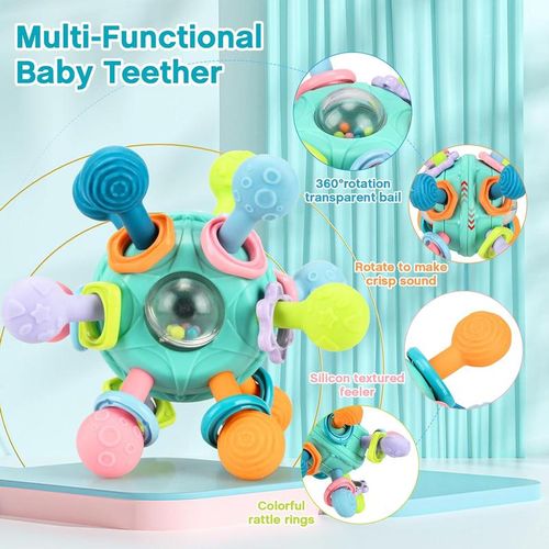 Baby Sensory Fidget Toy, Early Education Toy, Colorful Baby Teething Toy, Sensory Teether, Fun Press and Pull Baby Toys, Interactive Baby Toys for Infants Newborns