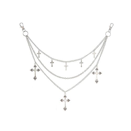 Dark Cross Waist Chain, Gothic Punk Trouser Chain, Niche Design, Multi-layered Accessory