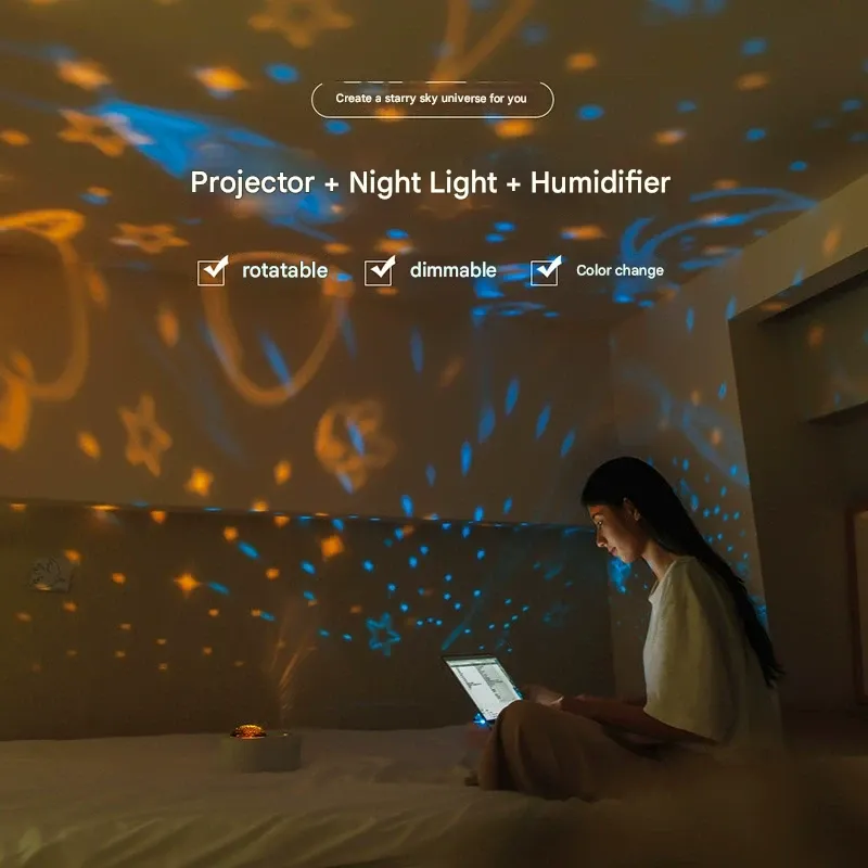 Project stars while you humidify!  Create magical nights with glowing visuals and misty air.