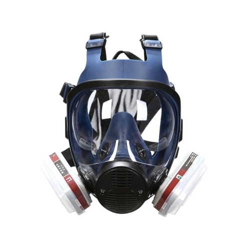 Gas mask providing full face protection for painting, sanding, dust, smoke, pesticides, chemical gases, and toxic fumes.