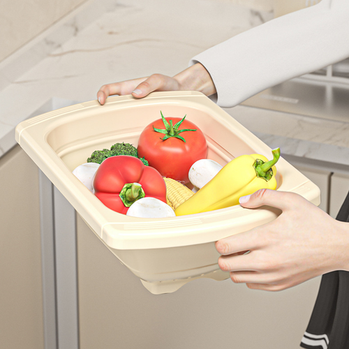 Large Capacity Quick Draining Manual Operation Foldable Expandable Kitchen Accessory Food-Grade Plastic Drain Basket