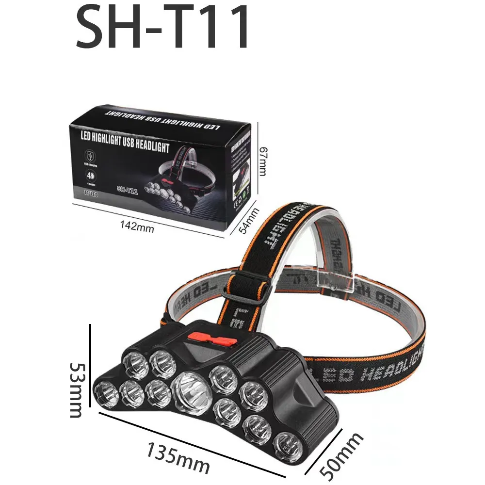 High-intensity LED headlamp with long battery life, rotating zoom, outdoor fishing light, emergency multi-functional fishing light