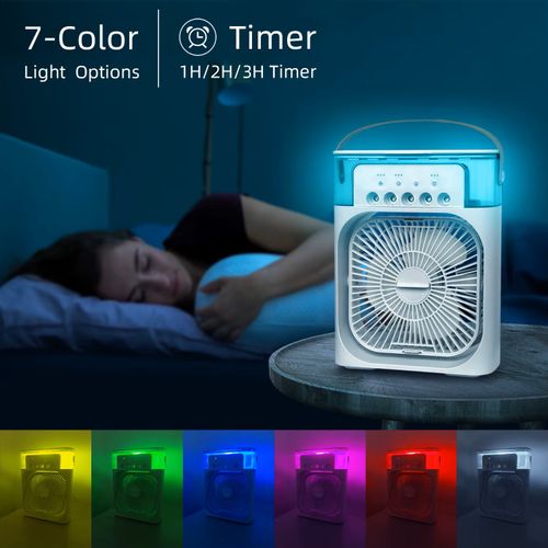 Ultra-Quiet 5-Blade USB Desk Fan with Mist Spray & Humidifier - 3-in-1 Cooling Fan for Office, Study Room, 7-Speed Adjustable, 12H Battery Life, Portable Personal Fan (LED Display)