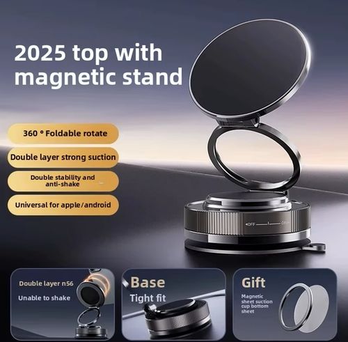 P2U vacuum adsorption magnetic car mobile phone holder 2025 new suction cup in-car navigation support
