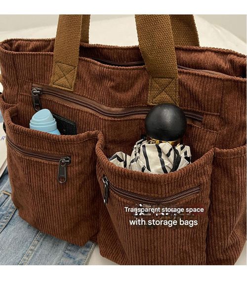 2025 new corduroy shoulder bag large capacity commuting travel fashion casual simple messenger bag Korean Ruiying style backpack