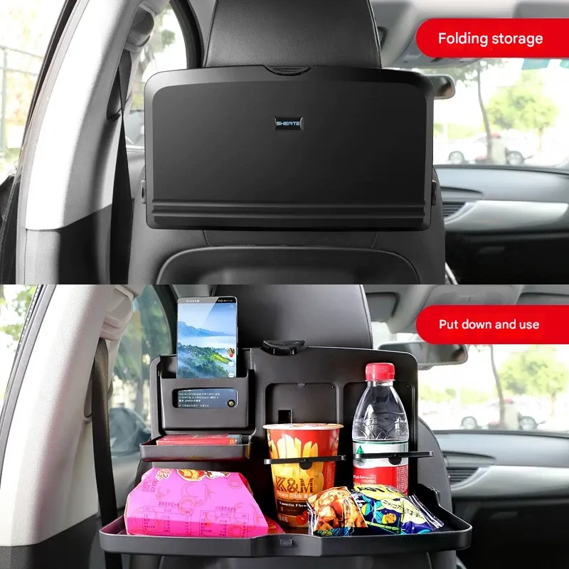 Foldable rear seat table for cars, dining table holder, multi-functional in-car office tray