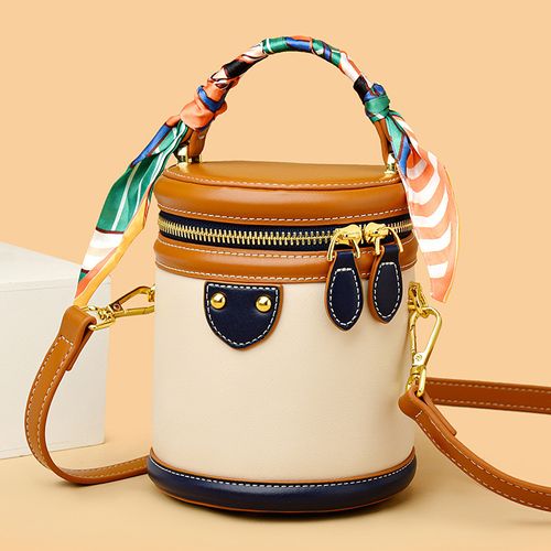 Summer New Women's Bag | Stylish Patchwork Cylinder Bag | Trendy Shoulder Crossbody Handbag | Luxury Textured Backpack | Fashion Versatile Sling Purse