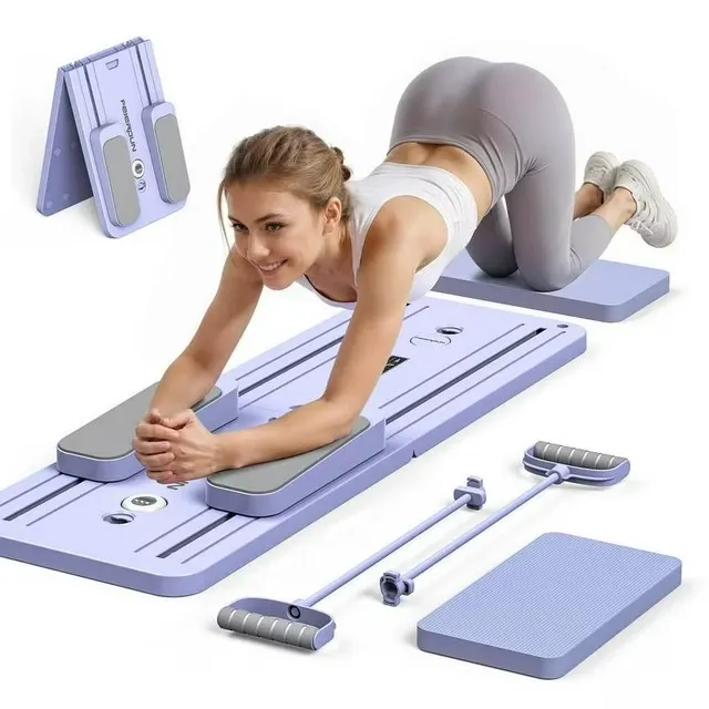 Multifunctional Pilates Board – Core Workout Board with Timer & Resistance Bands for Home Fitness, Ab Toner for Women & Men, Butt & Waist Trainer Exercise Equipment