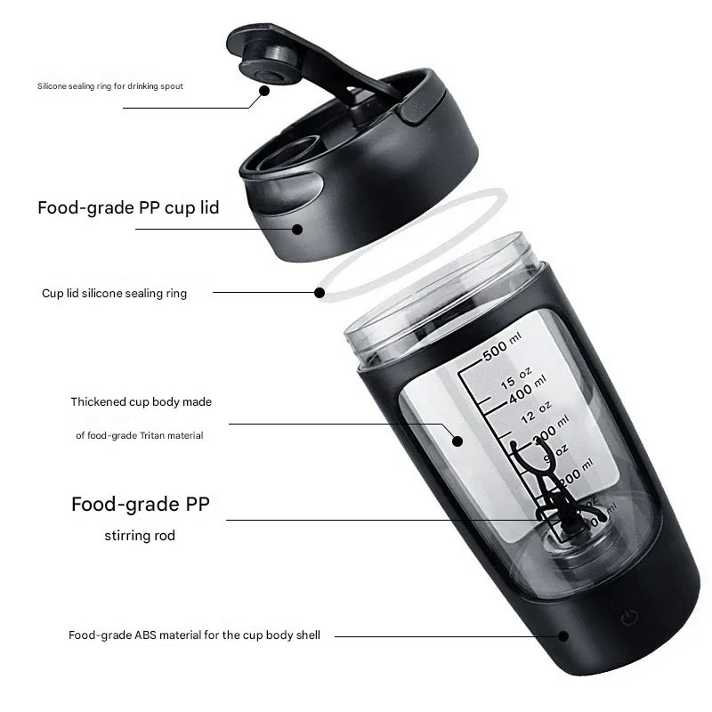 Electric Shaker Cup, Fully Automatic Blending Cup, Rechargeable, Suitable for Milkshakes, Coffee, Milk Powder, and Portable Protein Powder.