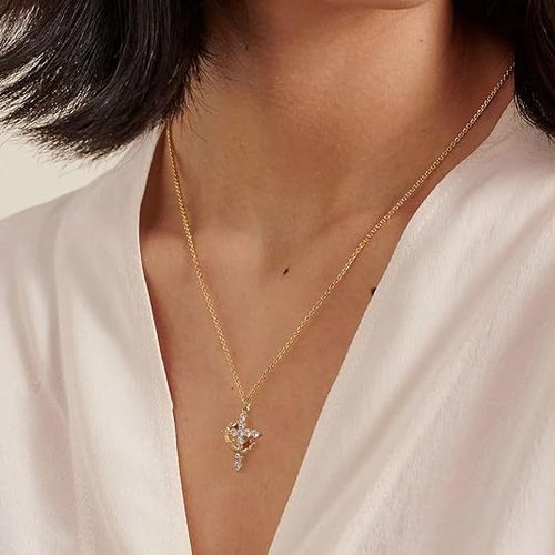Silver Gold Cross Pendant Choker Necklace for Women Girls Cross Necklaces with Rotatable Crown Fashion Jewelry Wholesale